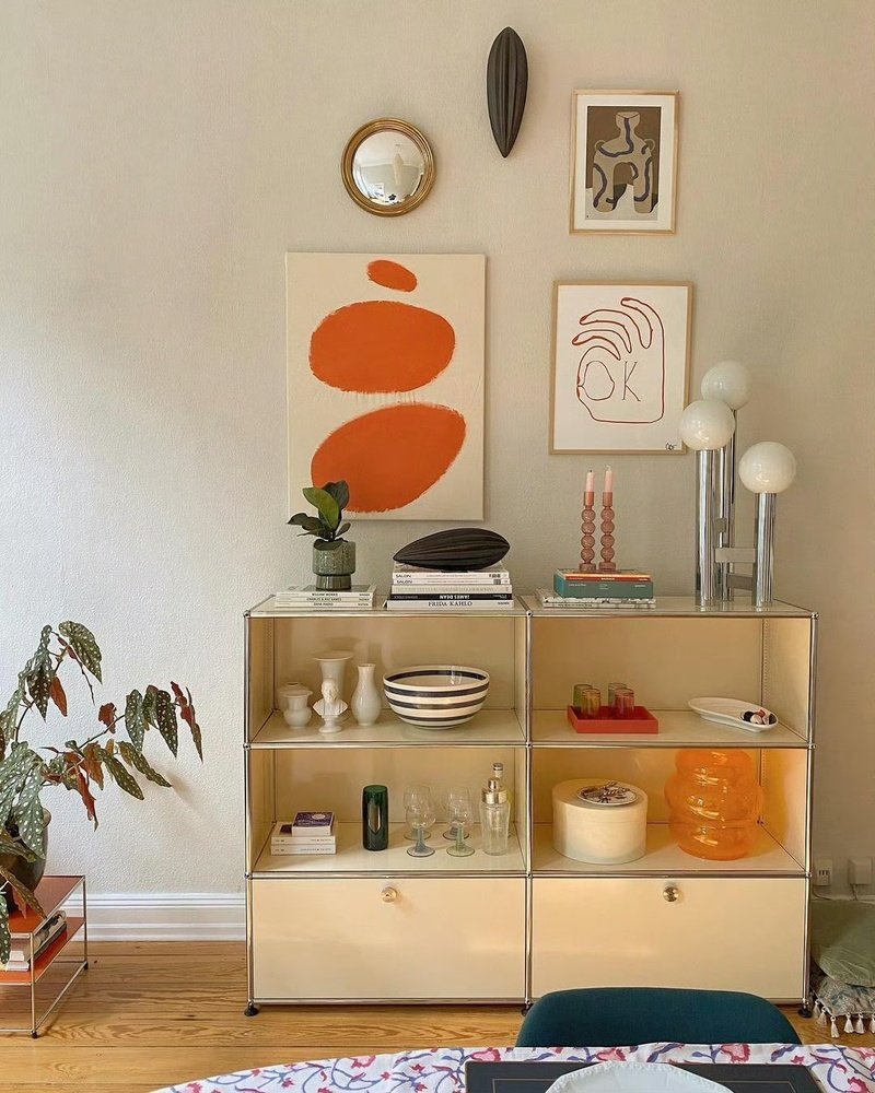 【Assemy】Milky White Three-layer inverted-door fixed-stand modular storage cabinet