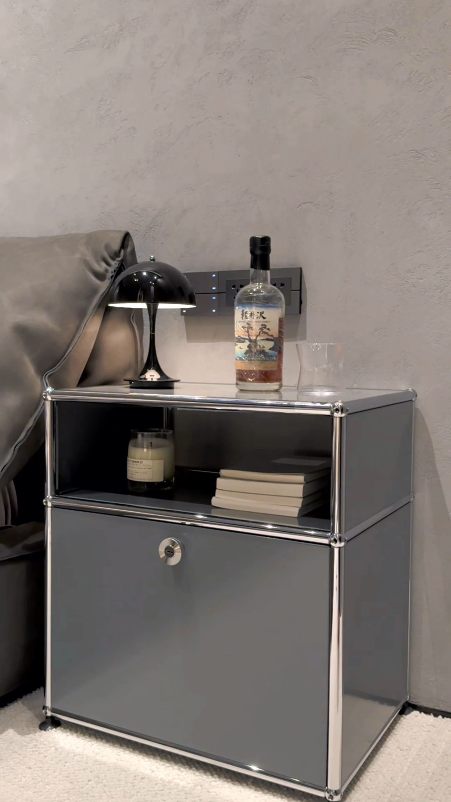 【Assemy】Mid Grey Under-opening door fixed frame modular bedside table