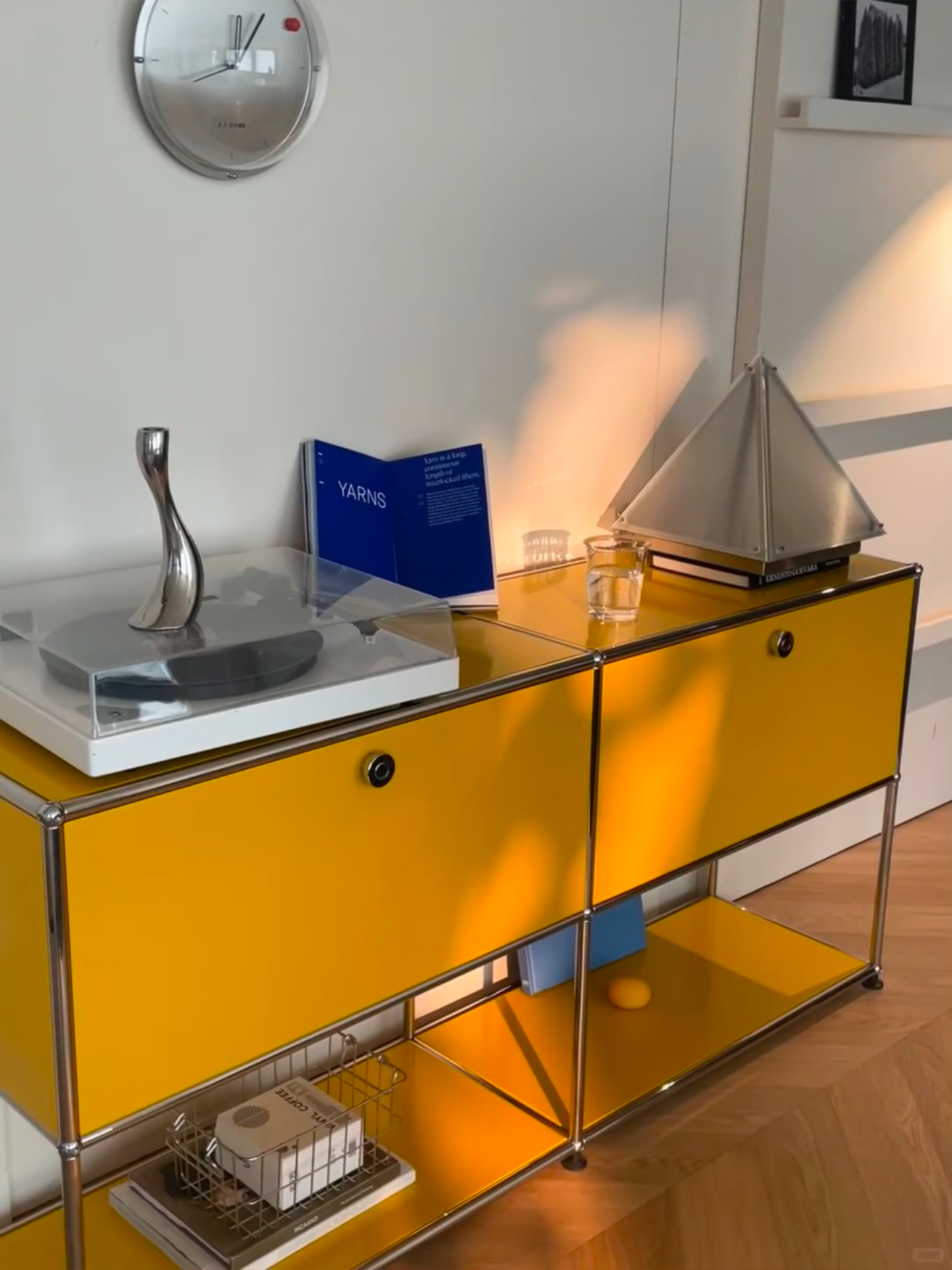 【Assemy】Golden Yellow Double-layer inverted-door fixed-stand modular storage cabinet