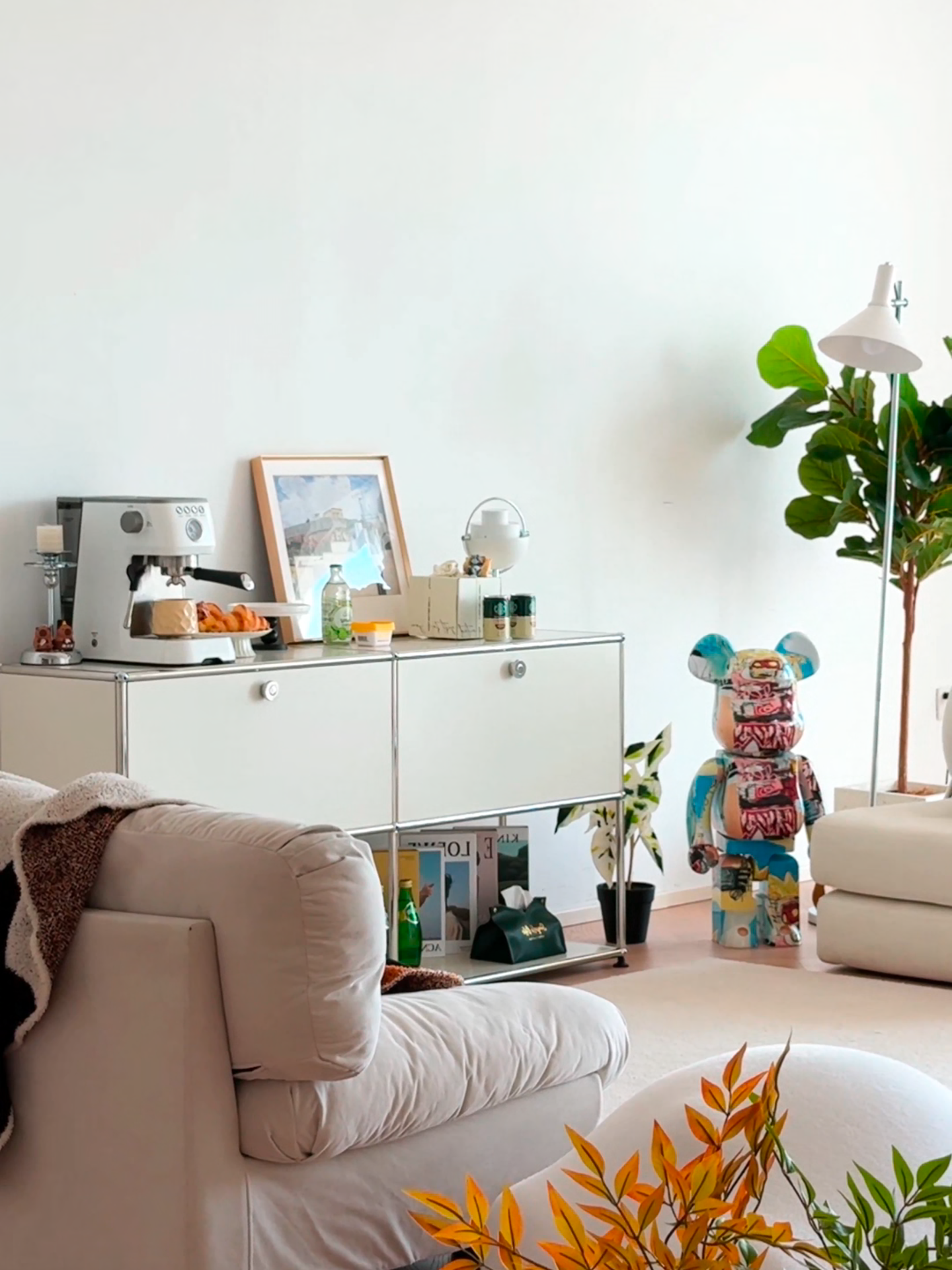 【Assemy】Pure White Double-layer inverted-door fixed-stand modular storage cabinet