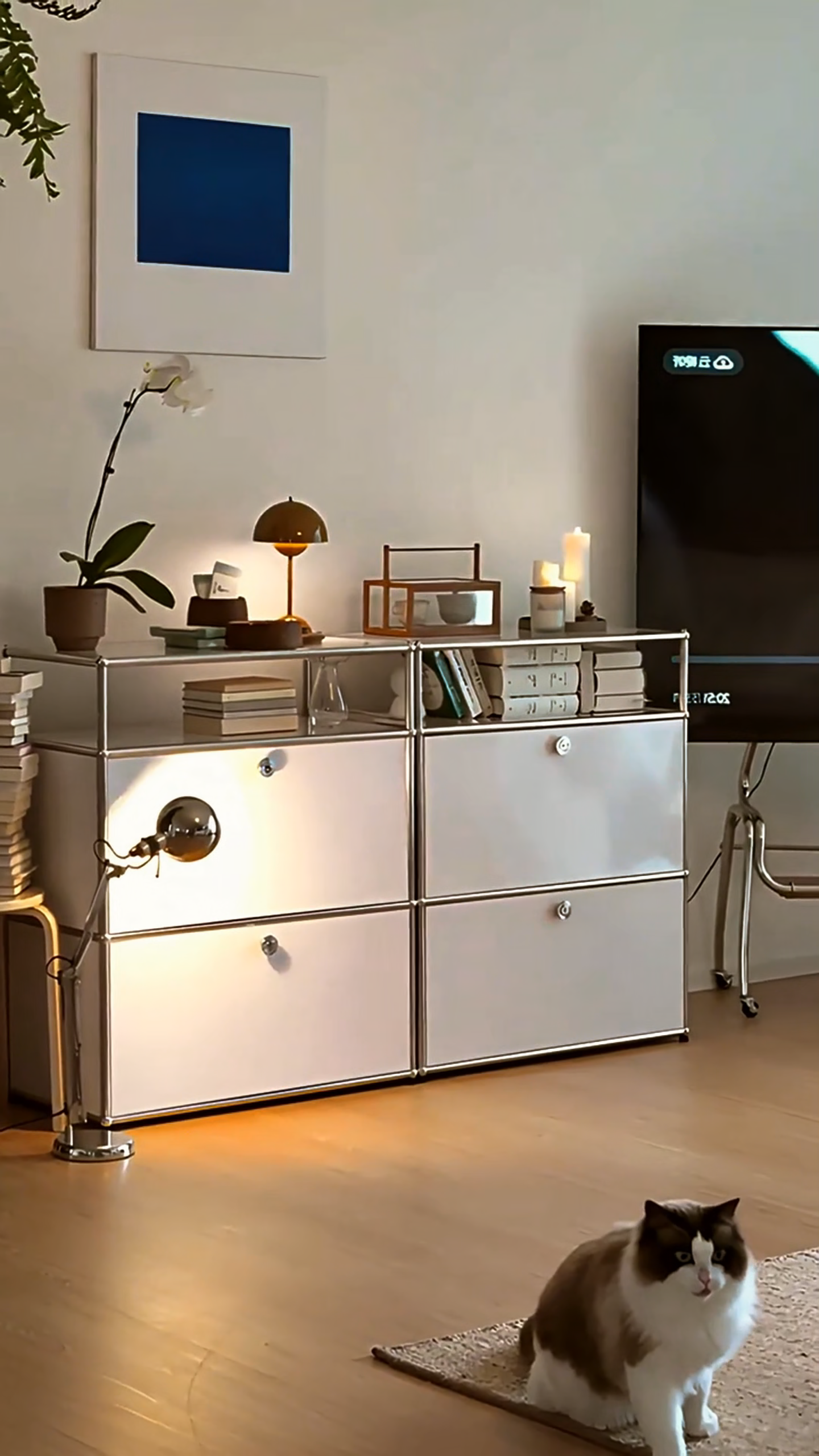 【Assemy】Milky White Double-layer inverted-door fixed-stand modular storage cabinet